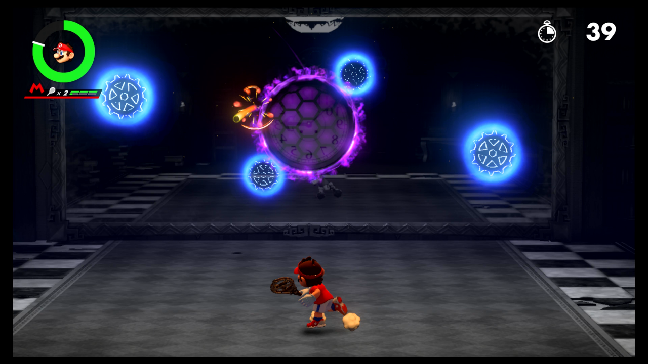 Im Abenteuer-Modus bestreitet ihr selten (halbwegs) normale Tennis-Matches, stattdessen erwarten euch oftmals Herausforderungen und Rätsel.