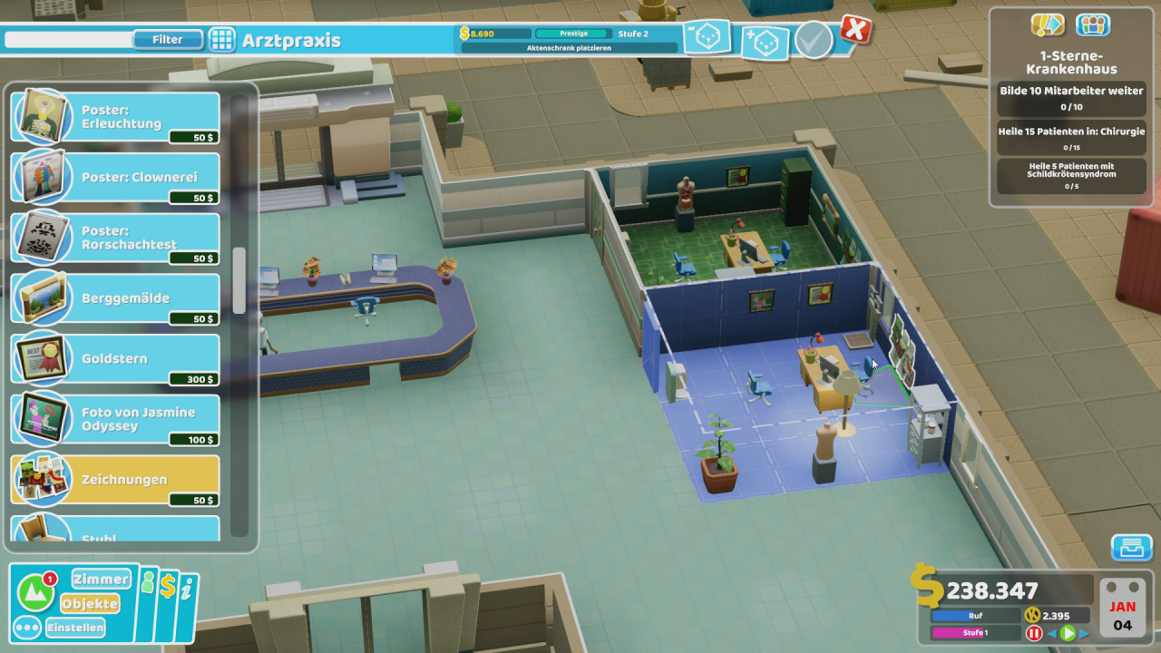 [31/08/2018] Die Steuerung von Two Point Hospital ist klasse. In wenigen Minuten können wir ein ganzes Krankenhaus individuell gestalten.