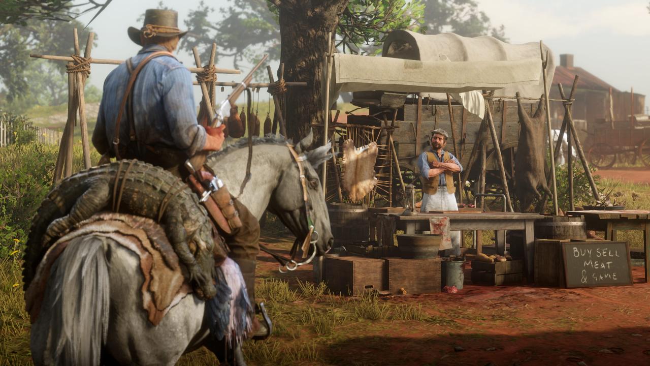 Arthur Morgan auf dem Weg zum Fleischer in Red Dead Redemption 2.