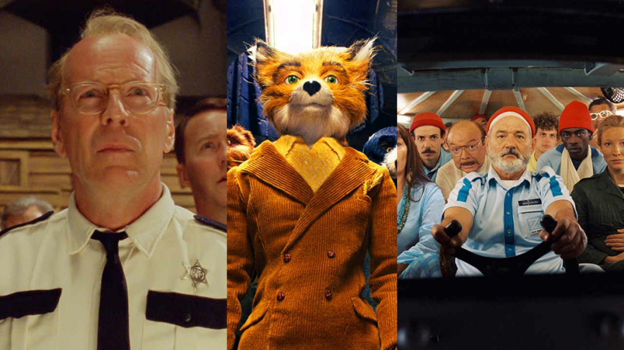 Szenenbilder aus "Moonrise Kingdom" (2012), "Der fantastische Mr. Fox" (2009) und "Die Tiefseetaucher" (2004)