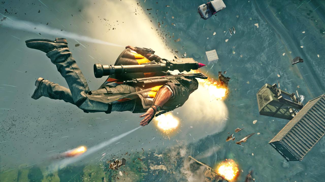 Rico fliegt mit Wingsuit im Sturm
