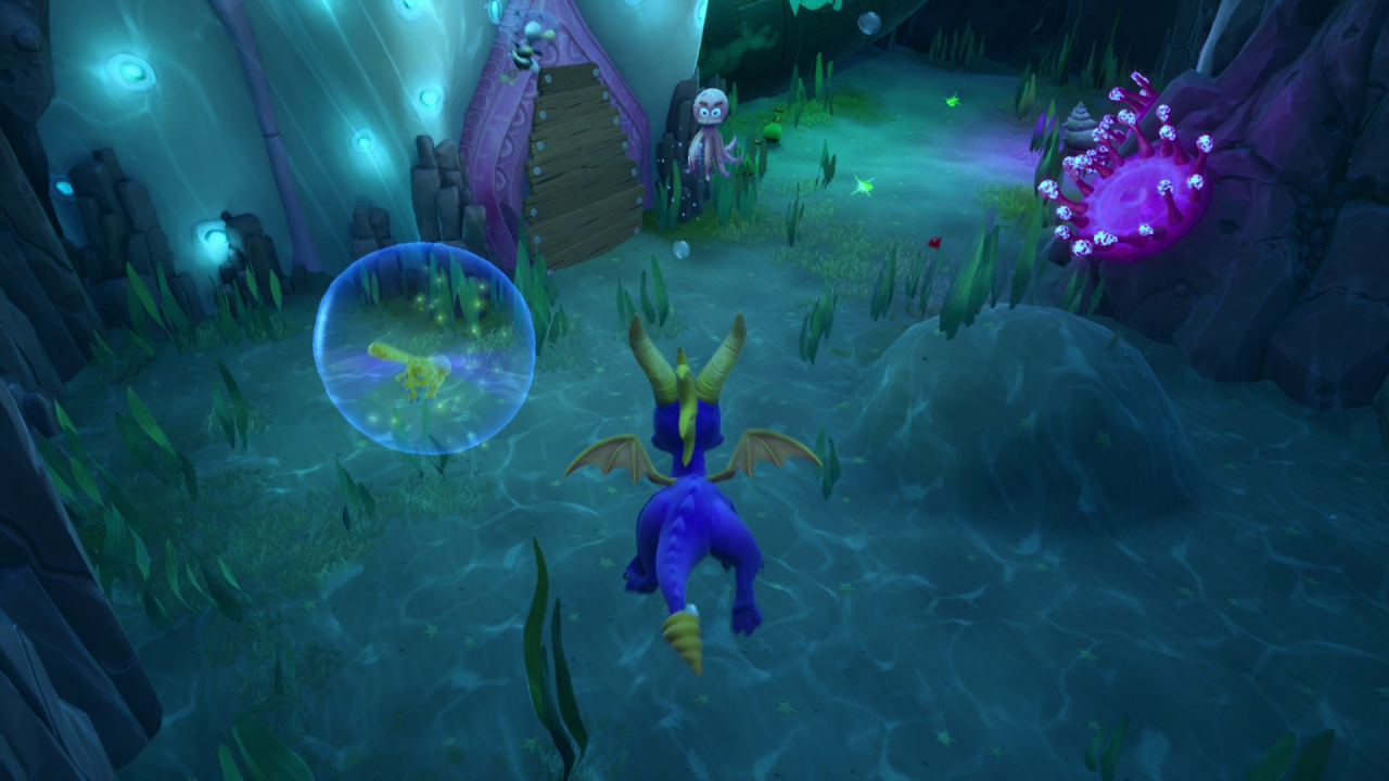 [16/11/2018] Spyro darf später auch unter Wasser Fieslinge bekämpfen. Zum Glück kann er unendlich lang die Luft anhalten.