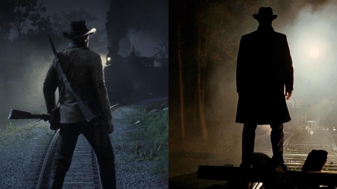 Arthur Morgan und Jesse James halten einen Zug auf um ihn auszurauben.