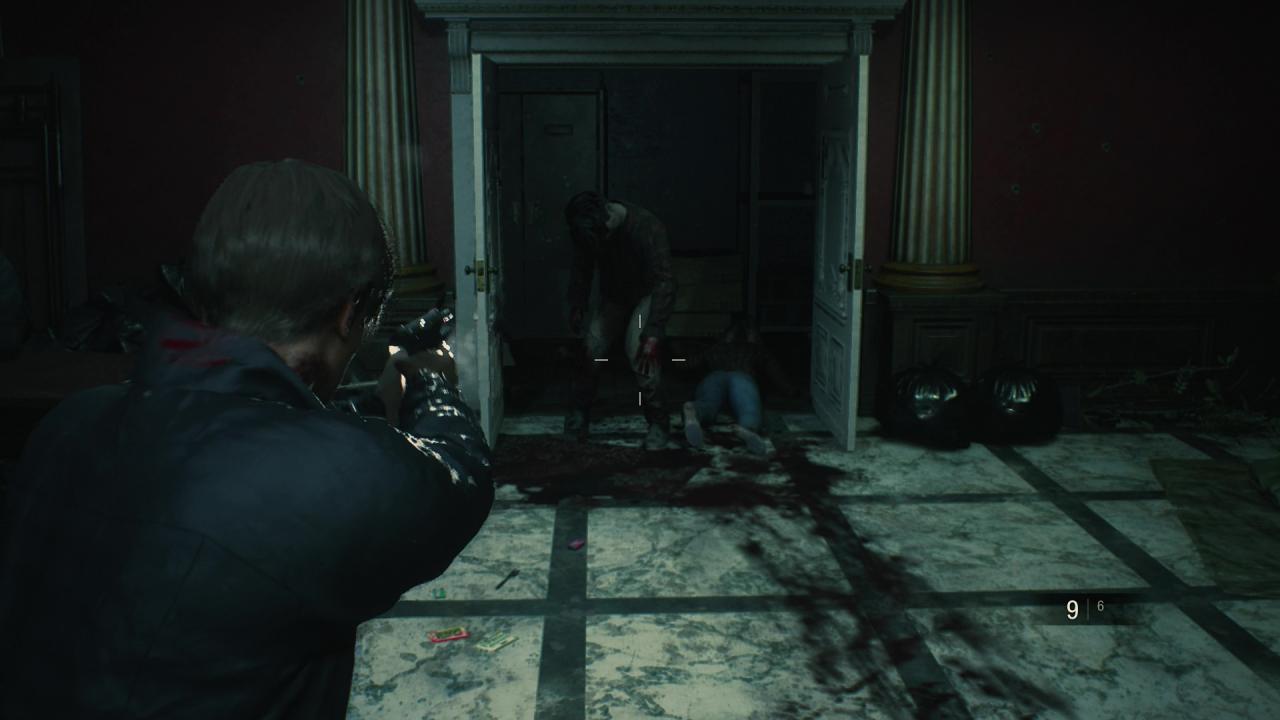 [23/01/2019] Resident Evil 2 Remake - Zombies lockt ihr in den Presseraum, um Munition zu sparen.