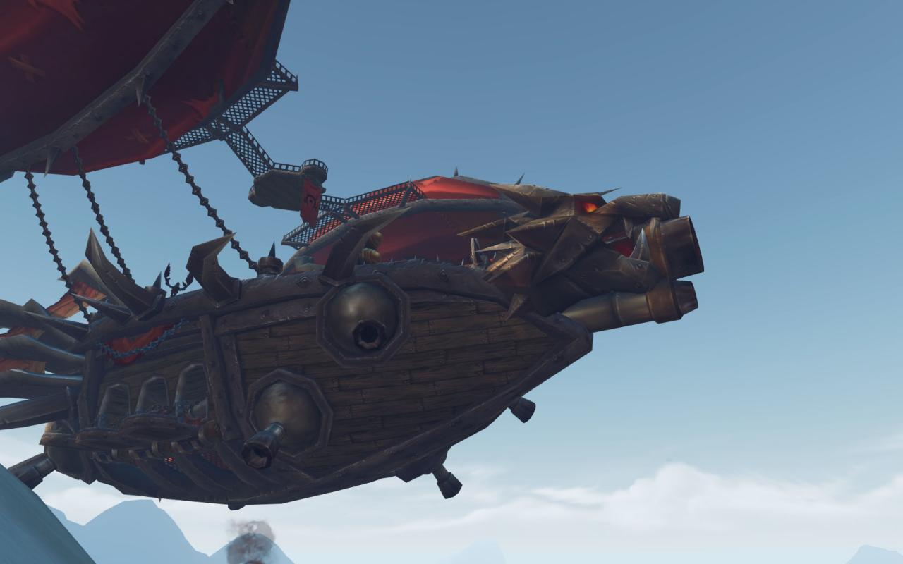 Das Luftschiff der Horde über Drustvar in WoW während eines Fraktionsübergriffes.
