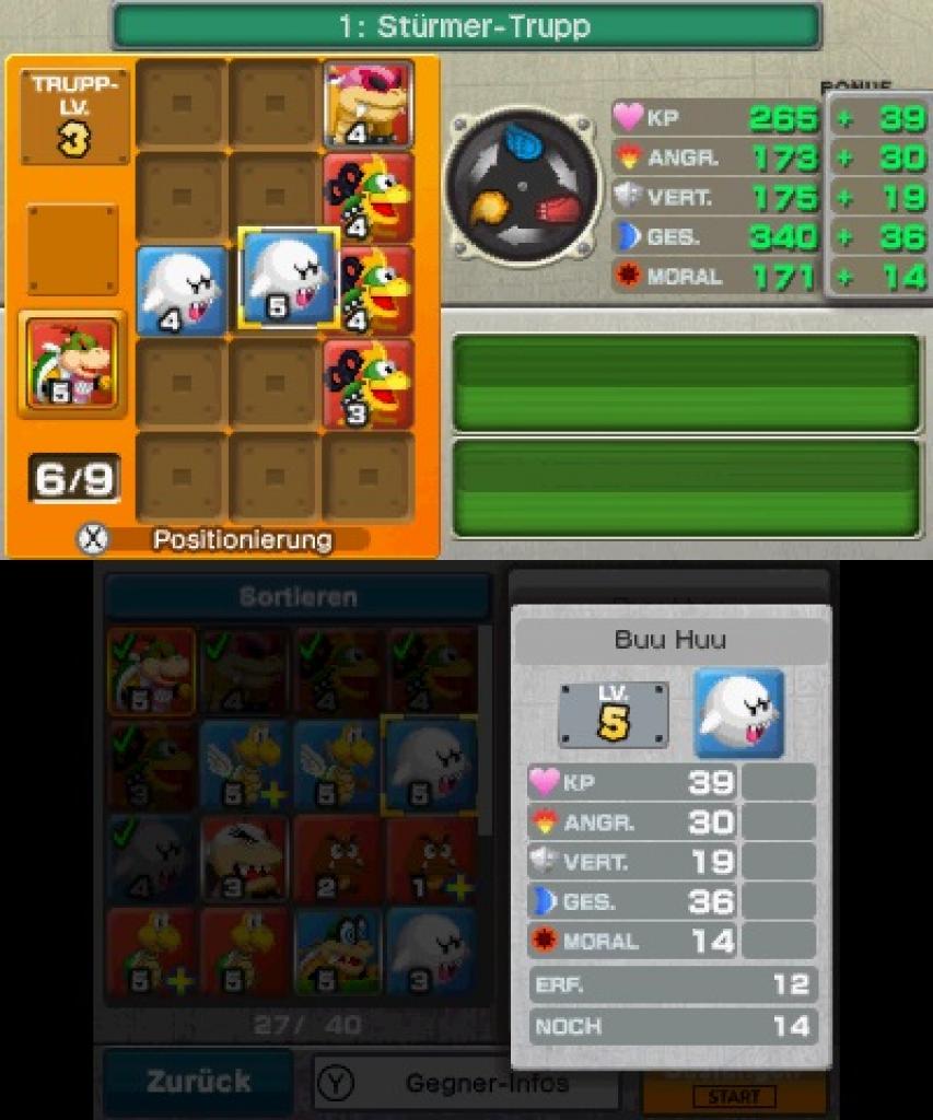 Richtige Vorbereitung ist bei der neuen Kampagne Bowser Jr.s Reise das A und O und will vor jedem Gefecht gegen gegnerische Truppen wohl überlegt sein.