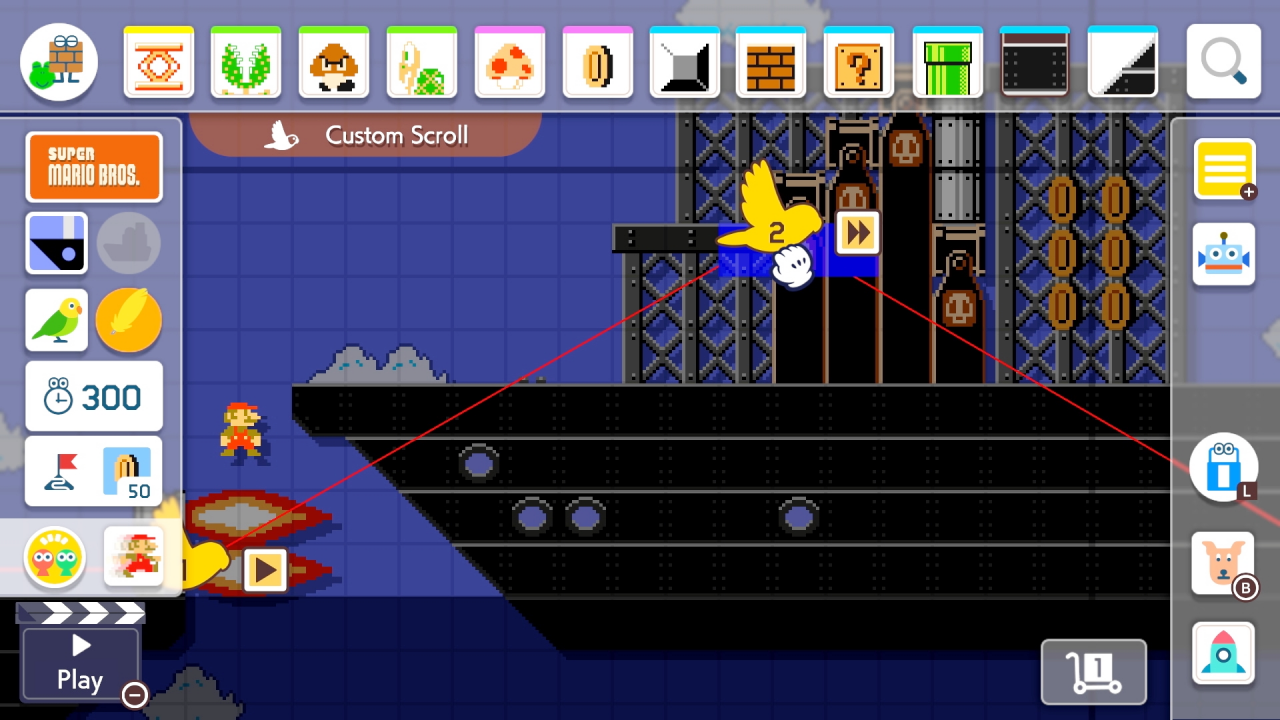 Levels können in Super Mario Maker 2 endlich auch vertikal scrollen, außerdem ist das Level-Scrollen frei einstellbar. Das eröffnet ganz neue Möglichkeiten.