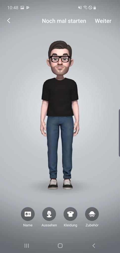 [20/03/2019] Die AR-Emojis erinnern an die Bitmojis von Snapchat und lassen sich individuell einkleiden oder mit Accessoires verschönern.