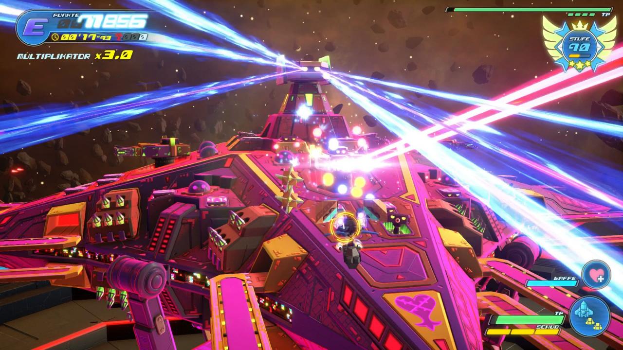 [13/03/2019] Der Weltraum-Boss Omega Machina verfügt über eine sehr große Menge an Trefferpunkten und teilt auch kräftig aus.