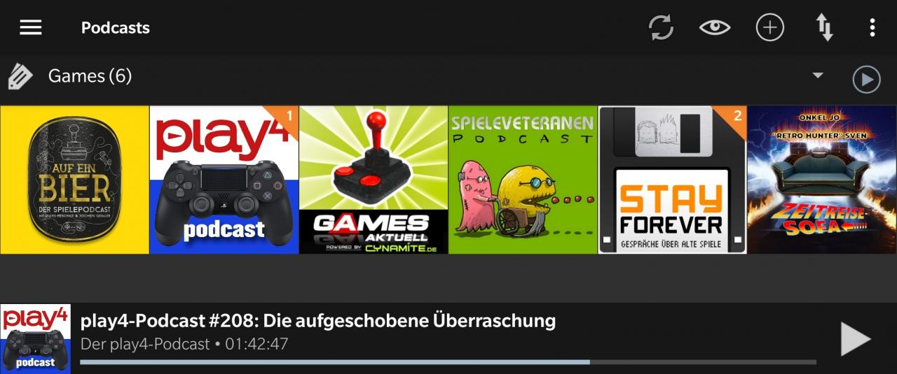 [01/03/2019] Abonnierte Spielepodcasts in der Android-App Podcasts & Radio Addict