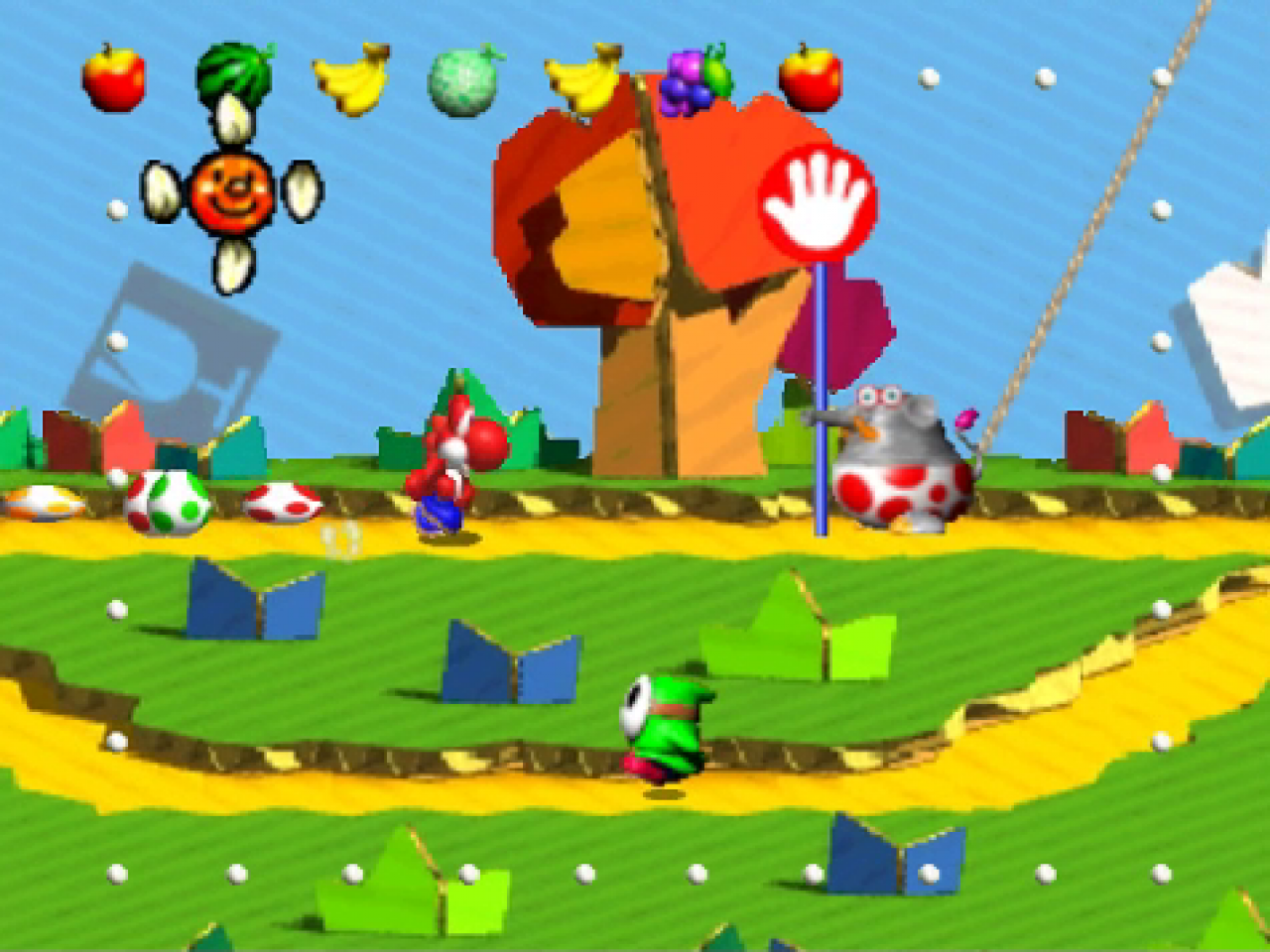 Schon bei seinem Nintendo-64-Auftritt glänzte Yoshi mit Niedlichkeit, knallig-­bunten Farben und einem außergewöhnlichen, hübschen Grafikstil.