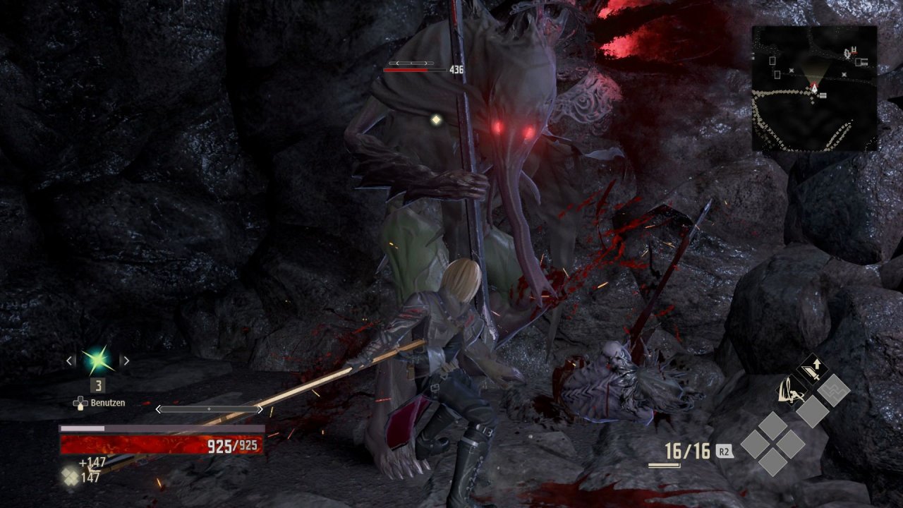 Besonders starke Feinde haben glühend rote Augen - auch das kennt man von Dark Souls oder aktuell Sekiro.