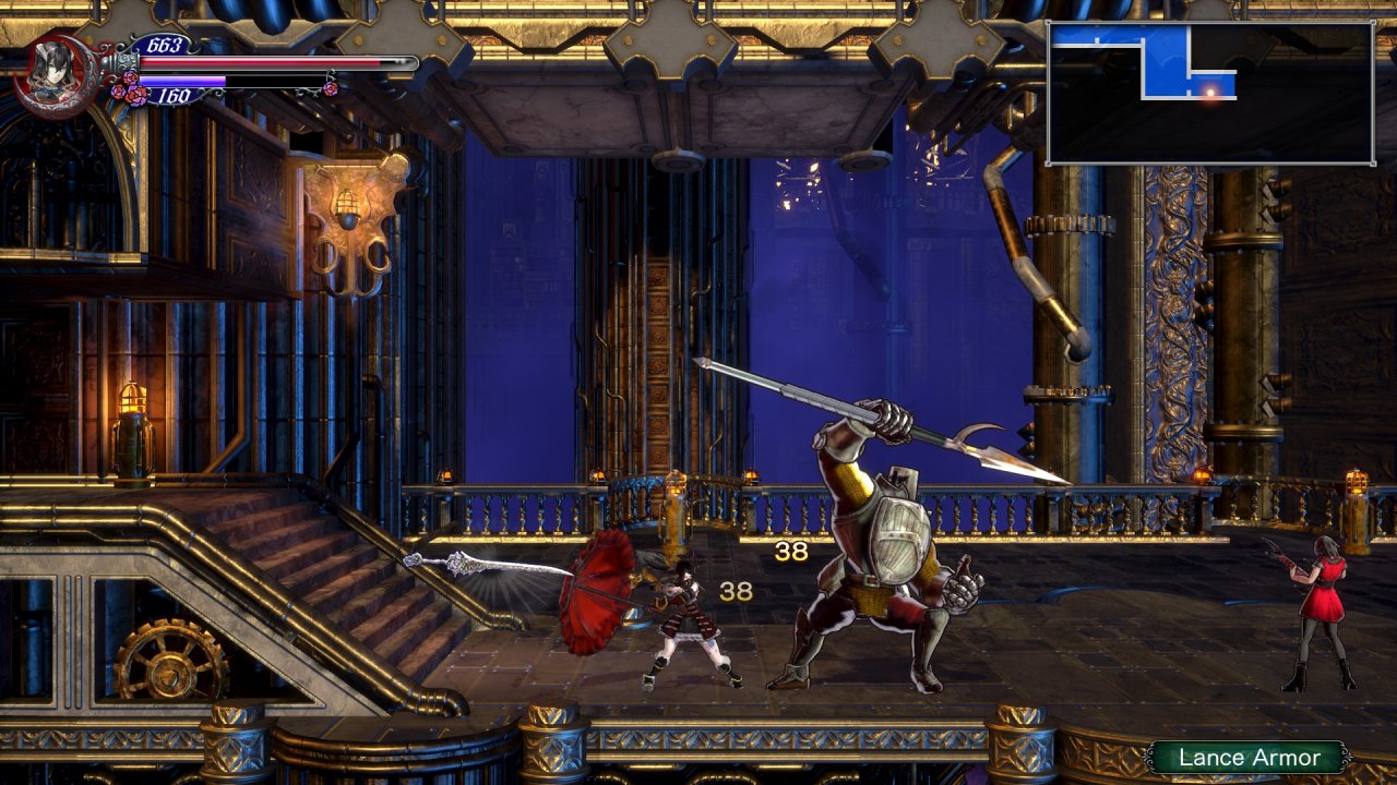 [25/06/2019] Wie in Symphony of the Night: Haben wir den den Schwert-Familiar (links im Bild) aufgelevelt, können wir die Klinge auch selber schwingen.