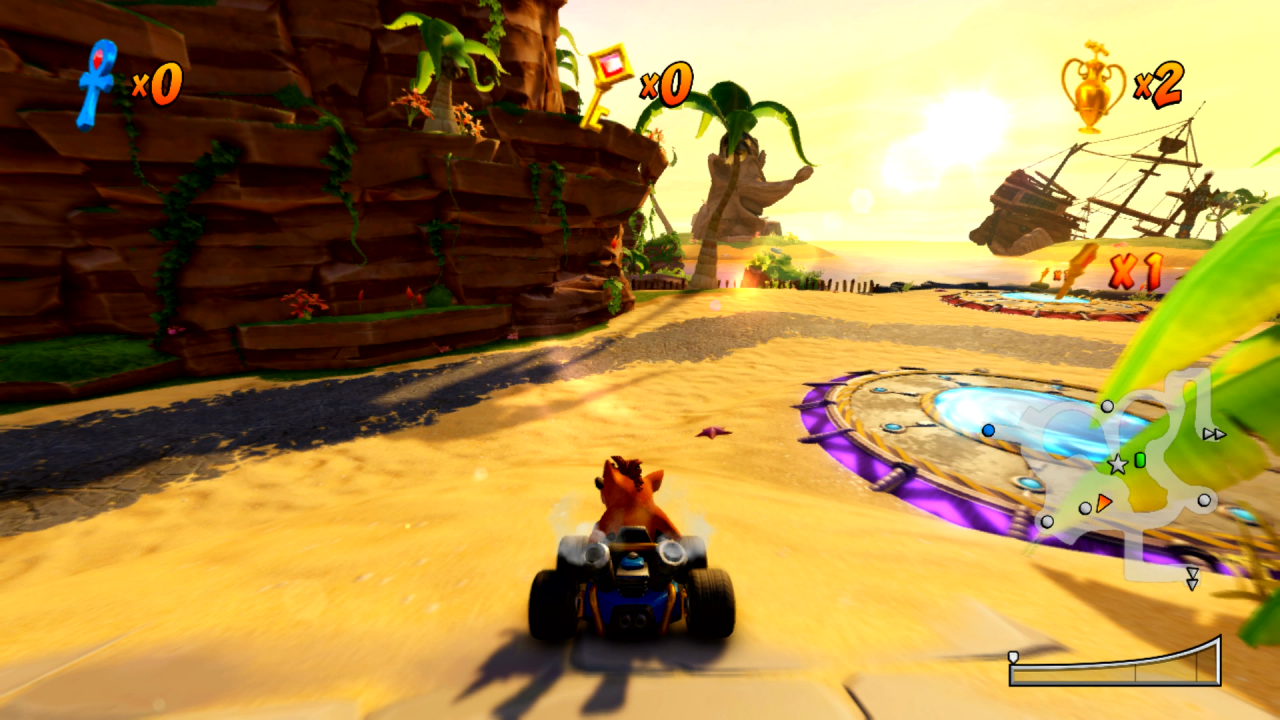 Im Abenteuermodus erreicht ihr die Rennen, Missionen, Bossgegner und Co. über eine Oberwelt, ganz so wie in Diddy Kong Racing für das Nintendo 64.
