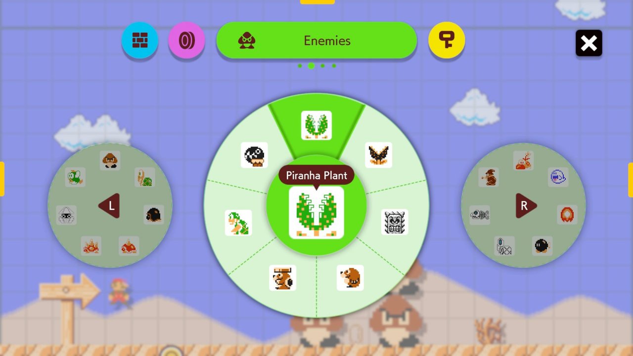 [26/06/2019] Da wir nun auch mit Tasten bauen können und die Touchscreen-Steuerung nicht mehr so präzise ist wie auf der Wii U, sorgen diese Ringmenüs für Abhilfe.