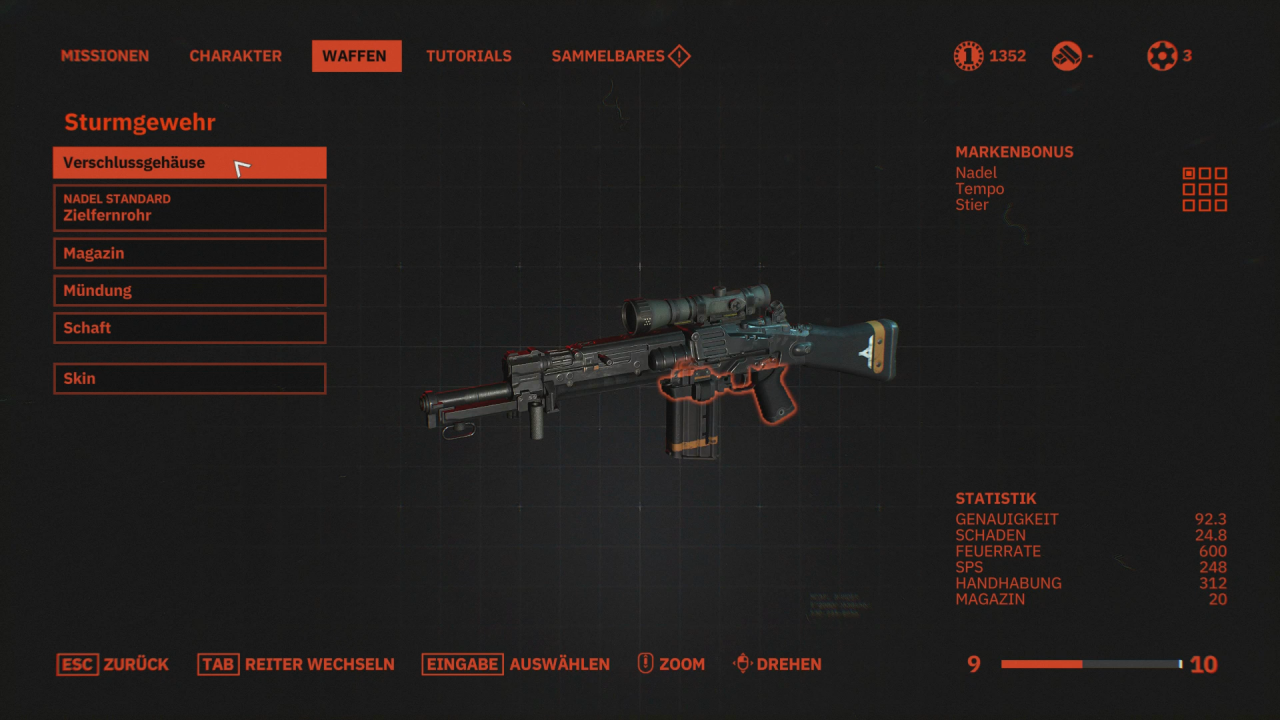 Schaft, Visier, Mündung - in den Menüs von Wolfenstein: Youngblood könnt ihr beinahe alle Einzelteile eurer Waffen modifizieren.