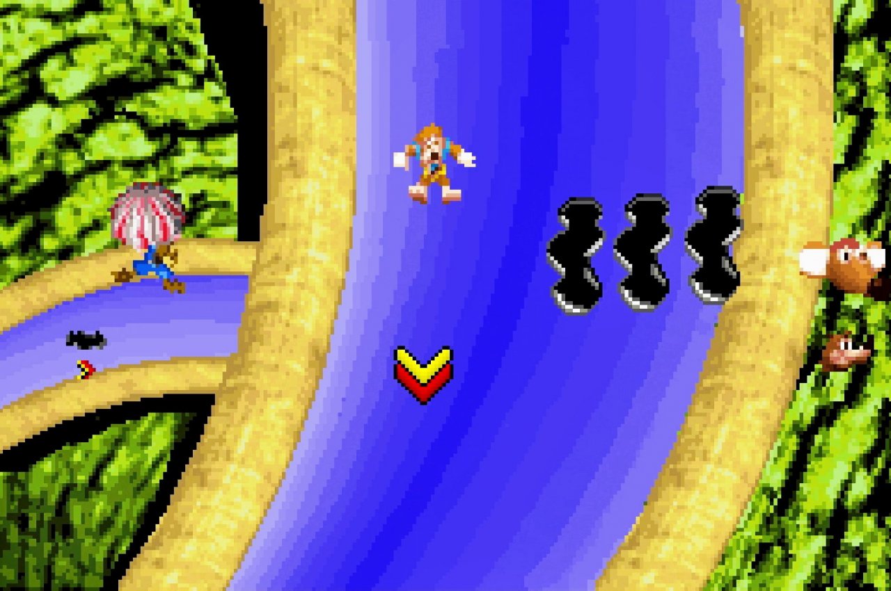 [09/08/2019] Die Minispiele fallen allesamt relativ einfach aus und wiederholen sich oft. Diese Rutsche müssen wir, mit verschiedenen Hindernissen, sehr häufig hinabflutschen.