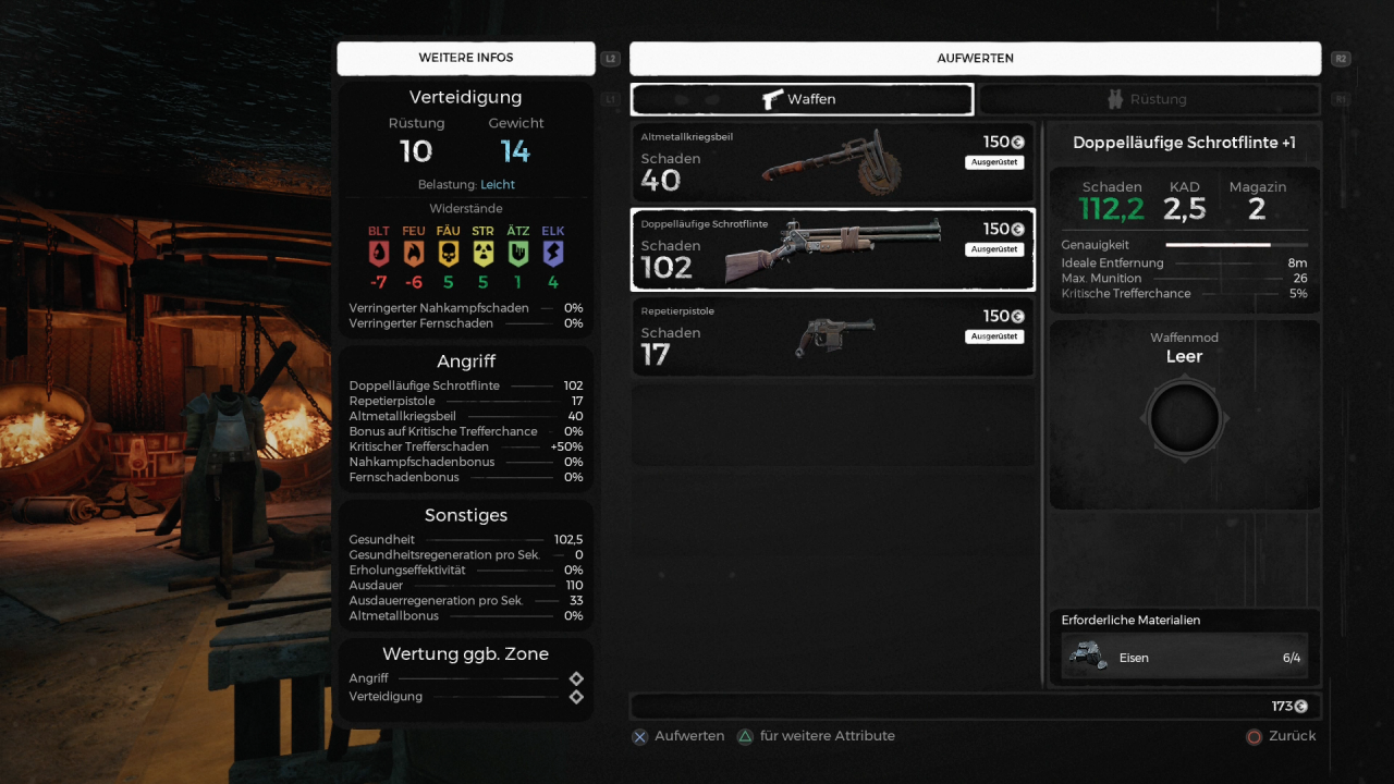 In eurer Basis Station 13 könnt ihr eure Waffen und Rüstungen verbessern oder direkt neue kaufen.
