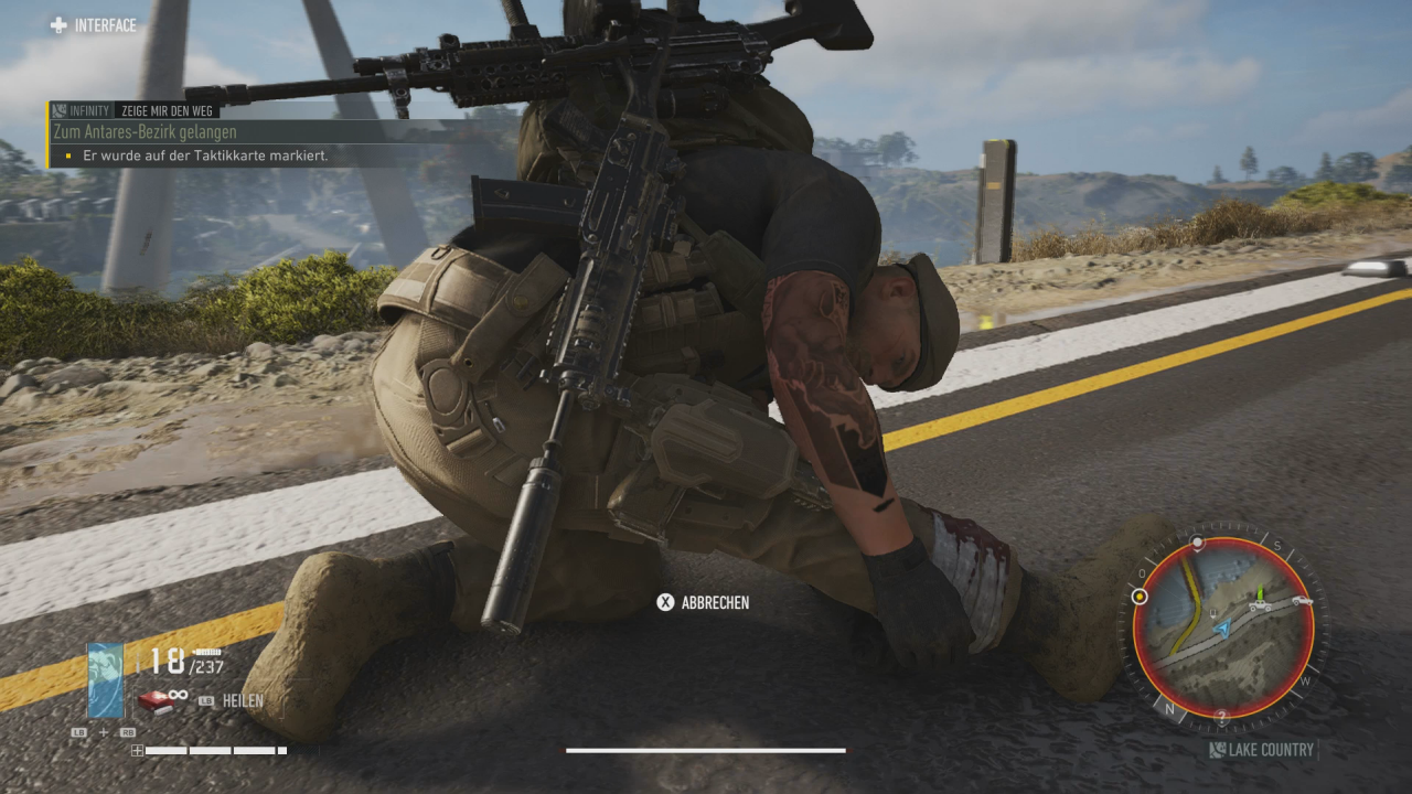 [09/10/2019] Eigentlich sollte Breakpoint auch eine Art Survival-Spiel sein. Am Ende müssen wir aber nur unsere Wunden heilen und gelegentlich Wasser trinken.