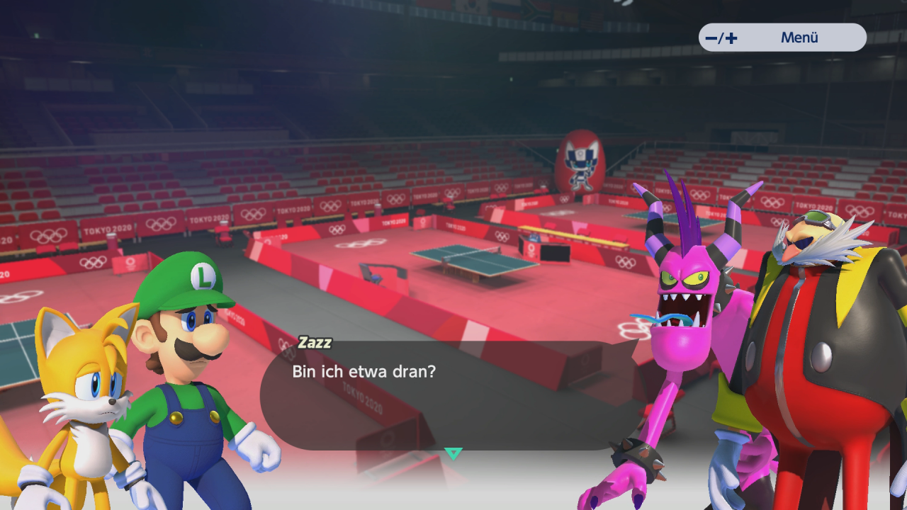 [31/10/2019] Im Storymodus treffen wir auf mehr oder wenig bekannte Gesichter. Besiegen wir Zazz aus Sonic Lost World im Tischtennis, so können wir ihn später in dieser Disziplin selbst spielen. &nbsp;