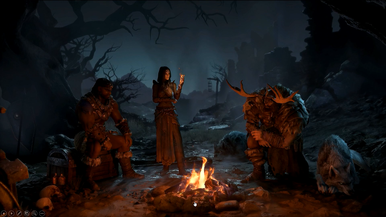 [01/11/2019] Die drei bisher bekannten Klassen Barbar, Zauberer und Druide im Charakterauswahlbildschirm, der stilistisch nicht zufällig an Diablo 2 erinnert. (4)
