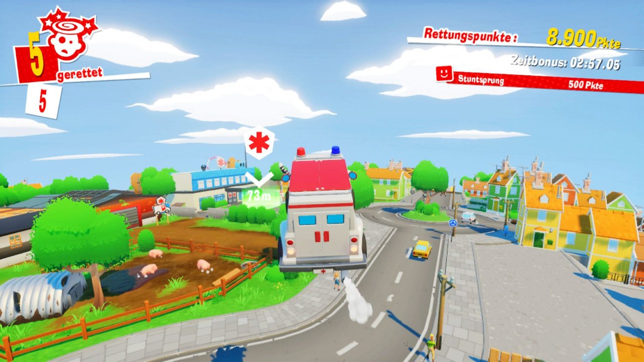 [06/12/2019] Zwischen den Missionen fahren wir mit dem Rettungswagen durch die kleine offene Spielwelt, erledigen Nebenaufgaben und suchen nach versteckten Rampen. Nett!