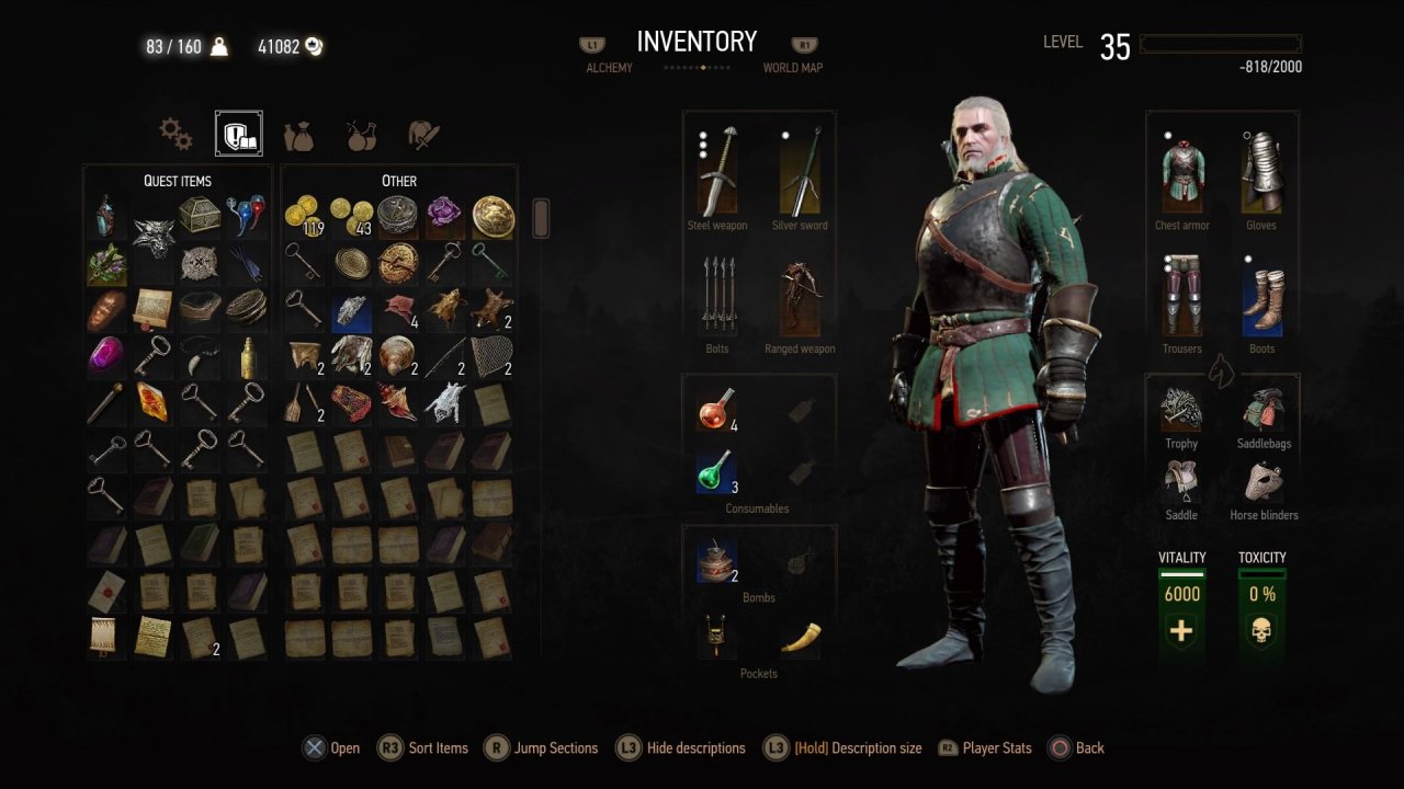 [31/01/2020] The Witcher 3: Wild Hunt bietet im Inventar eine Vielzahl an Sortierfunktionen, sodass wir trotz der Masse an Gegenständen die Übersicht behalten. Das Rollenspiel geht also mit gutem Beispiel voran.