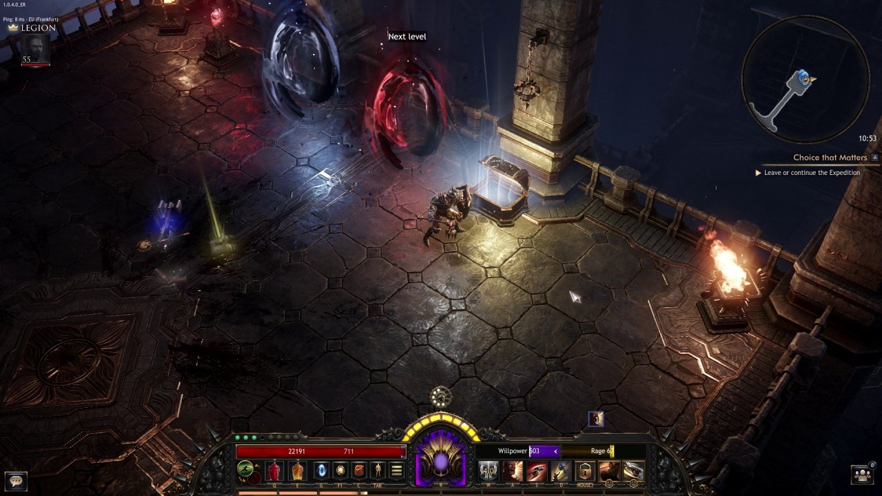 [22/02/2020] Am Ende einer Endgame-Mission entscheiden wir, ob wir noch einen Dungeon dranhängen oder in die Stadt zurückkehren.