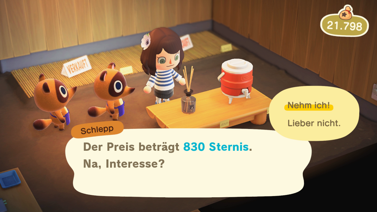 Nepp und Schlepp arbeiten im Laden, der das Sortiment täglich wechselt. Hier verkauft ihr auch Fische, Insekten und so weiter.