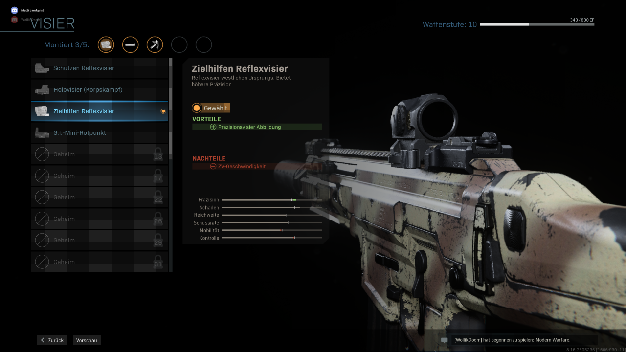[18/03/2020] Auch ohne Battle Pass schalten wir neue Visiere und andere Aufsätze für die Waffen frei, indem wir sie im Spiel verwenden.