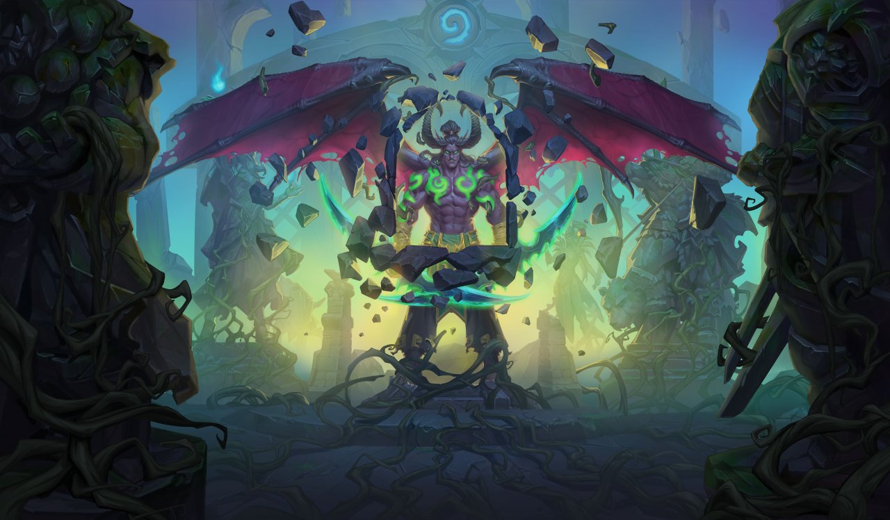 [17/03/2020] Das Jahr des Phönix in Hearthstone bringt die Erweiterung Ruinen der Scherbenwelt mit dem neuen Helden Illidan Sturmgrimm, einem Dämonenjäger. (1)