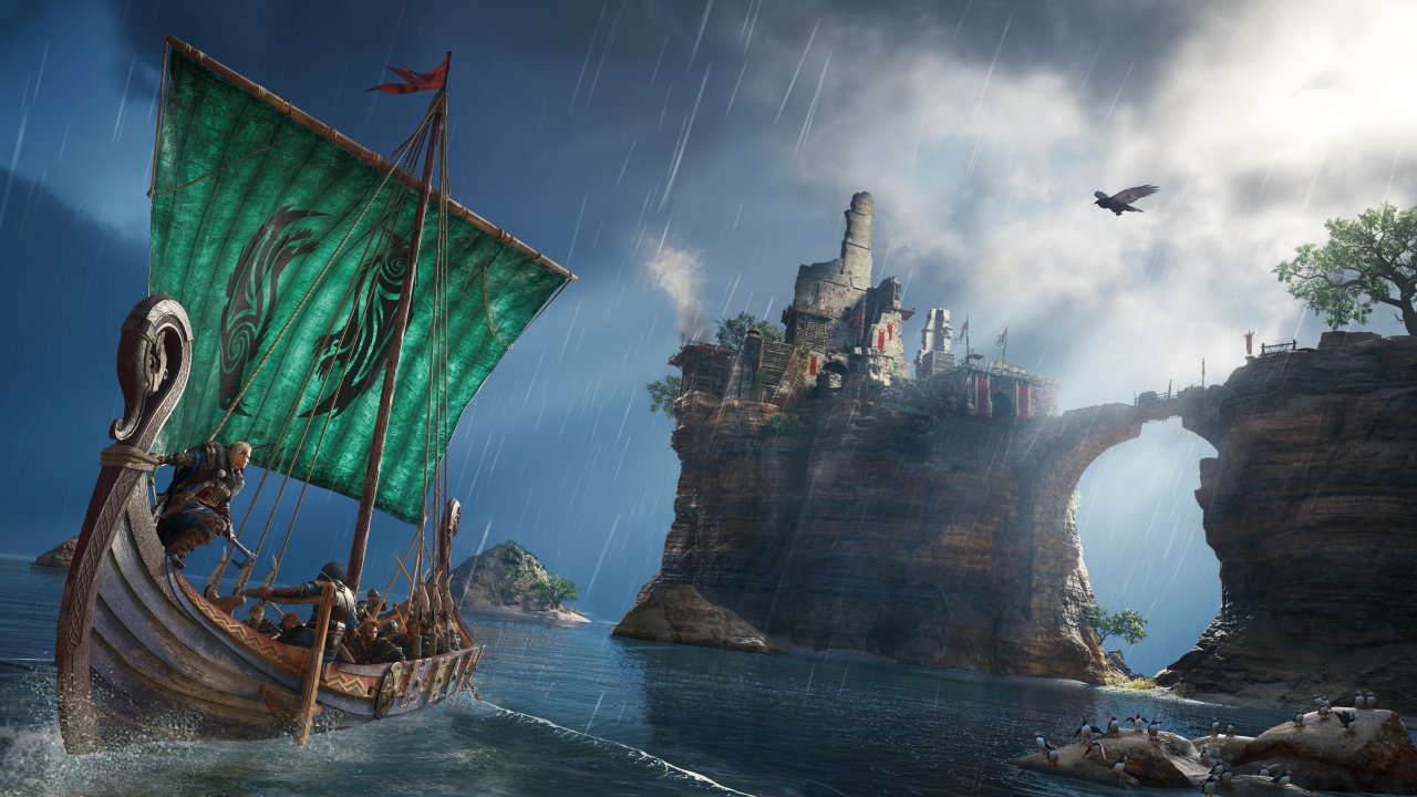 [29/05/2020] Die typischen Wikingerschiffe kommt im neuen Assassin's Creed in erster Linie zum Erforschen der Spielwelt zum Einsatz. Kanonen oder andere Waffen gab es ja in der Zeit der Nordmänner noch nicht. &nbsp;&nbsp; &nbsp; (1)