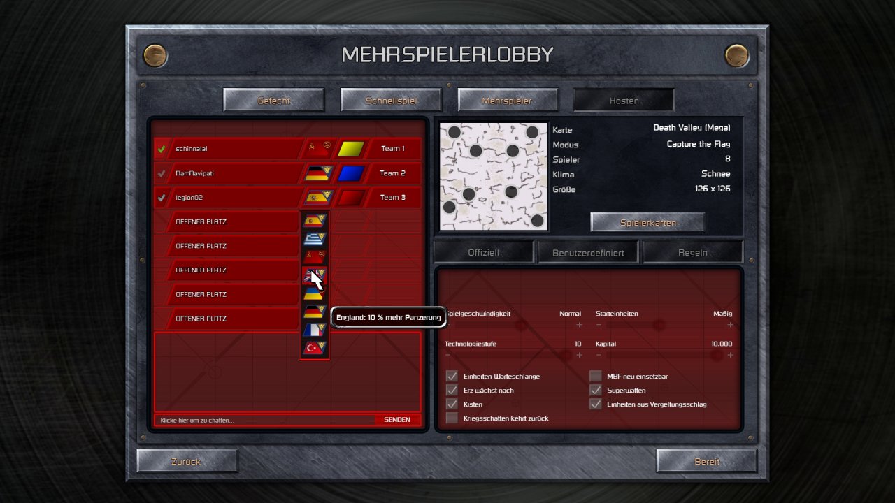 [05/06/2020] In der Mehrspielerlobby könnt ihr eine Partie euren Wünschen anpassen.