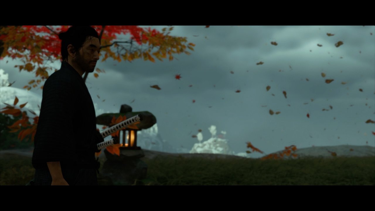 [17/07/2020] In Ghost of Tsushima wird die Bewegung im Hintergrund oft durch herumwirbelnde Blätter erzeugt.