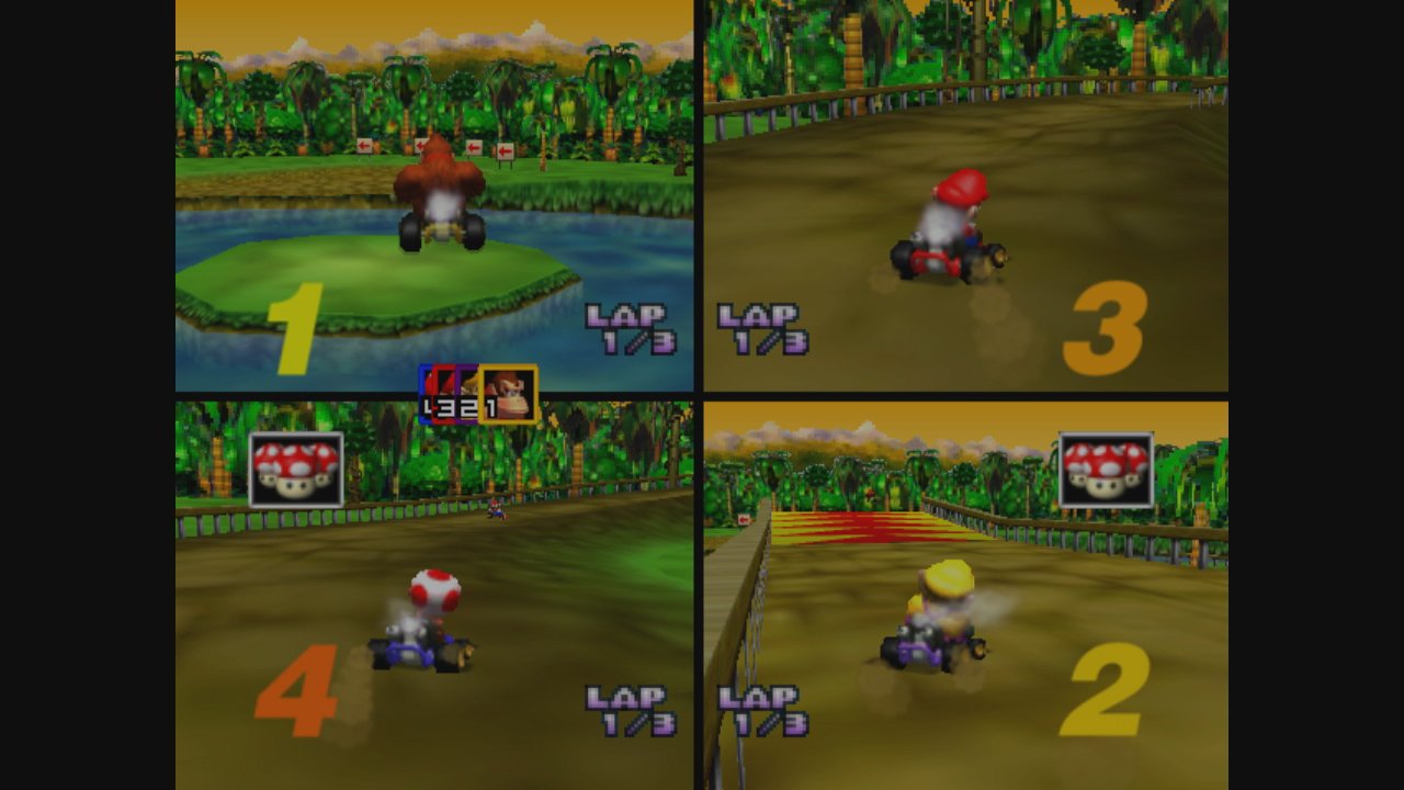 Die Auswahl der Rennfahrer ist in Mario Kart 64 auf acht Figuren begrenzt. Karts zusammenstellen, wie in heutigen Teilen, konnte man damals noch gar nicht.