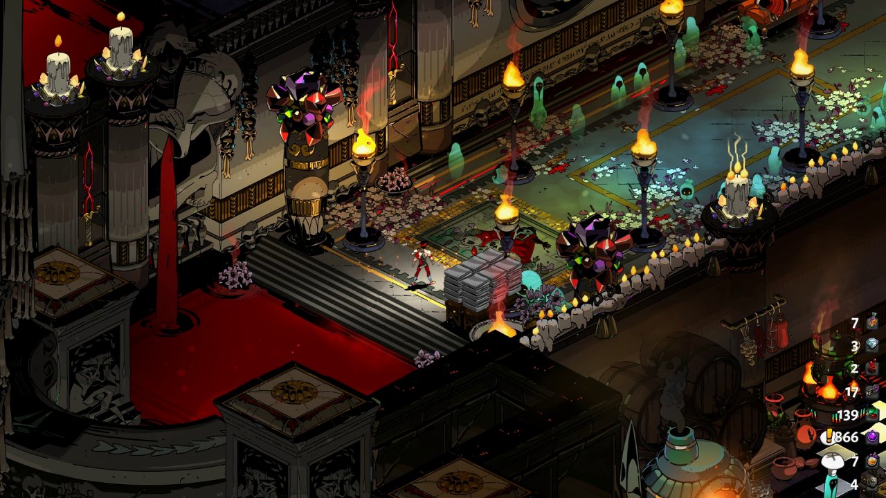 [22/09/2020] Nach jedem Durchgang kehrt Zagreus in Hades' Tempel zurück.