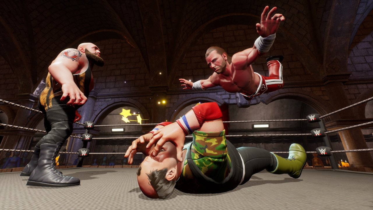 [11/09/2020] Battlegrounds ist klar auf Multiplayer-Schlachten ausgelegt. Bis zu vier Wrestler können gleichzeitig im Ring sein.