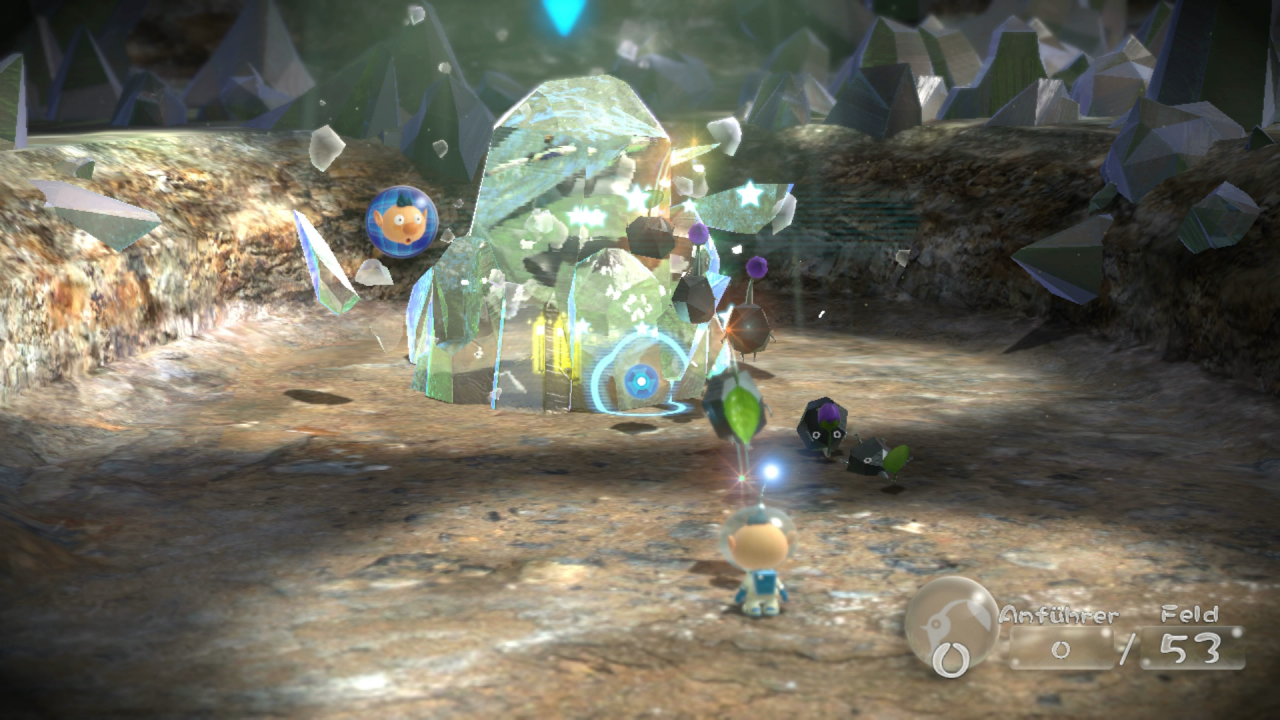 [28/10/2020] Die robusten Stein-Pikmin richten beim Werfen enormen Schaden an. Glas und Kristall lässt sich nur mit Hilfe dieser Wesen zertrümmern.