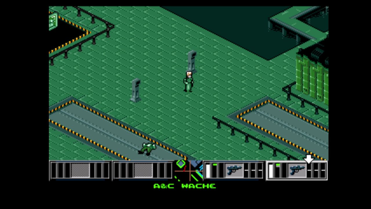 [13/11/2020] Syndicate ist auch für Konsolen erschienen, verliert hier jedoch aufgrund der bunteren Farben und der verniedlichten Figuren an Atmosphäre. Das Bild zeigt die Umsetzung für das Sega Mega Drive. &nbsp;