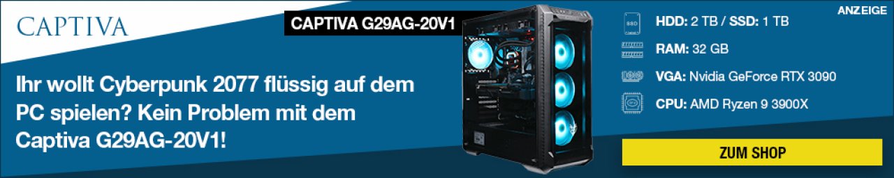 [08/12/2020] Ihr wollt Cyberpunk 2077 flüssig auf dem PC spielen? Kein Problem mit dem Captiva G29AG-20V1!