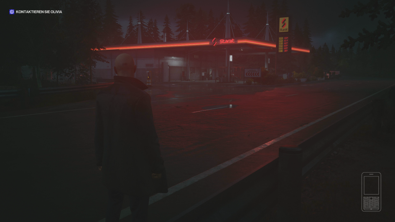 [20/01/2021] Hitman 3 wirkt allgemein düsterer als die Vorgänger. Vielleicht liegt das aber auch einfach nur am schlechten deutschen Wetter wie an dieser Berliner Tankstelle.