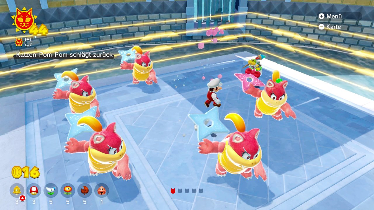 [10/02/2021] Finde den Boss: Einige Obermotze aus 3D World trefft ihr auch in Bowser’s Fury. Trotz des niedrigen Schwierigkeitsgrades sind die Kämpfe ideenreich gestaltet.