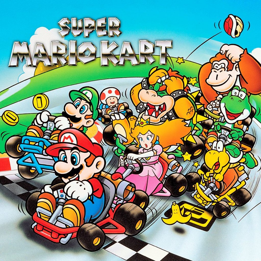 Artwork von Mario Kart auf dem SNES.