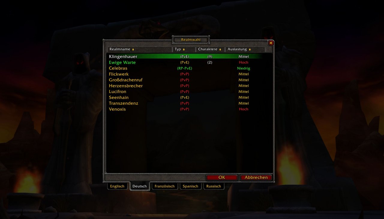 Serverwahl bei World of Warcraft