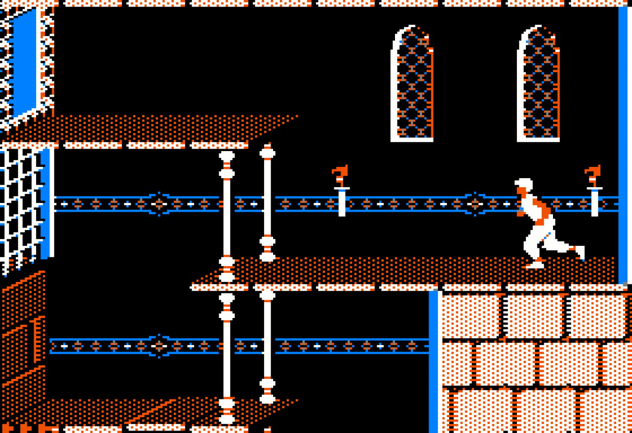 [27/05/2021] So sah Prince of Persia zum Release im Oktober 1989 auf dem Apple II aus. Die Animationen des agilen Helden waren wegweisend und sind ein Grund, warum das Spiel im Englischen oft auch als „Cinematic Platformer“ bezeichnet wird
