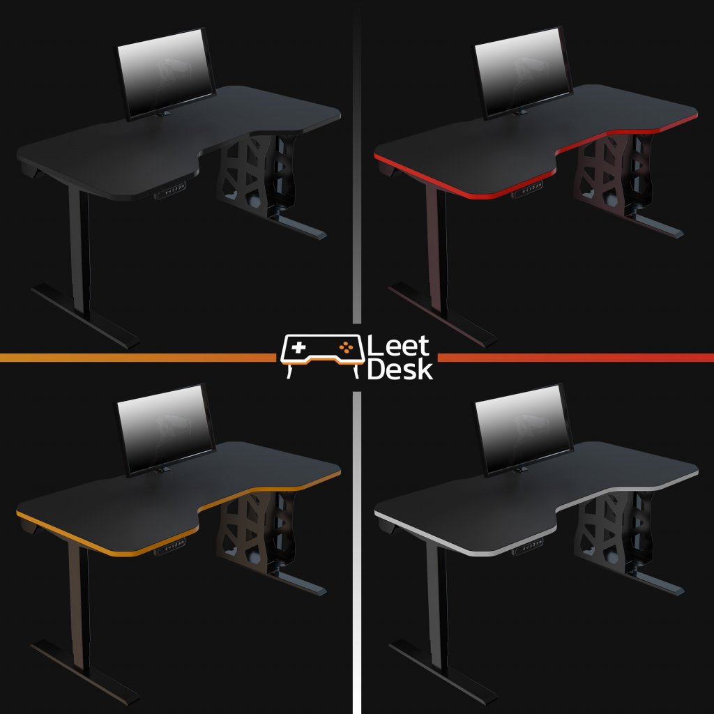 [07/05/2021] LeetDesk: Die vier Farbvarianten (Shadowblack, Leet Orange, Crosshair Red und Flashbang White) im Überblick
