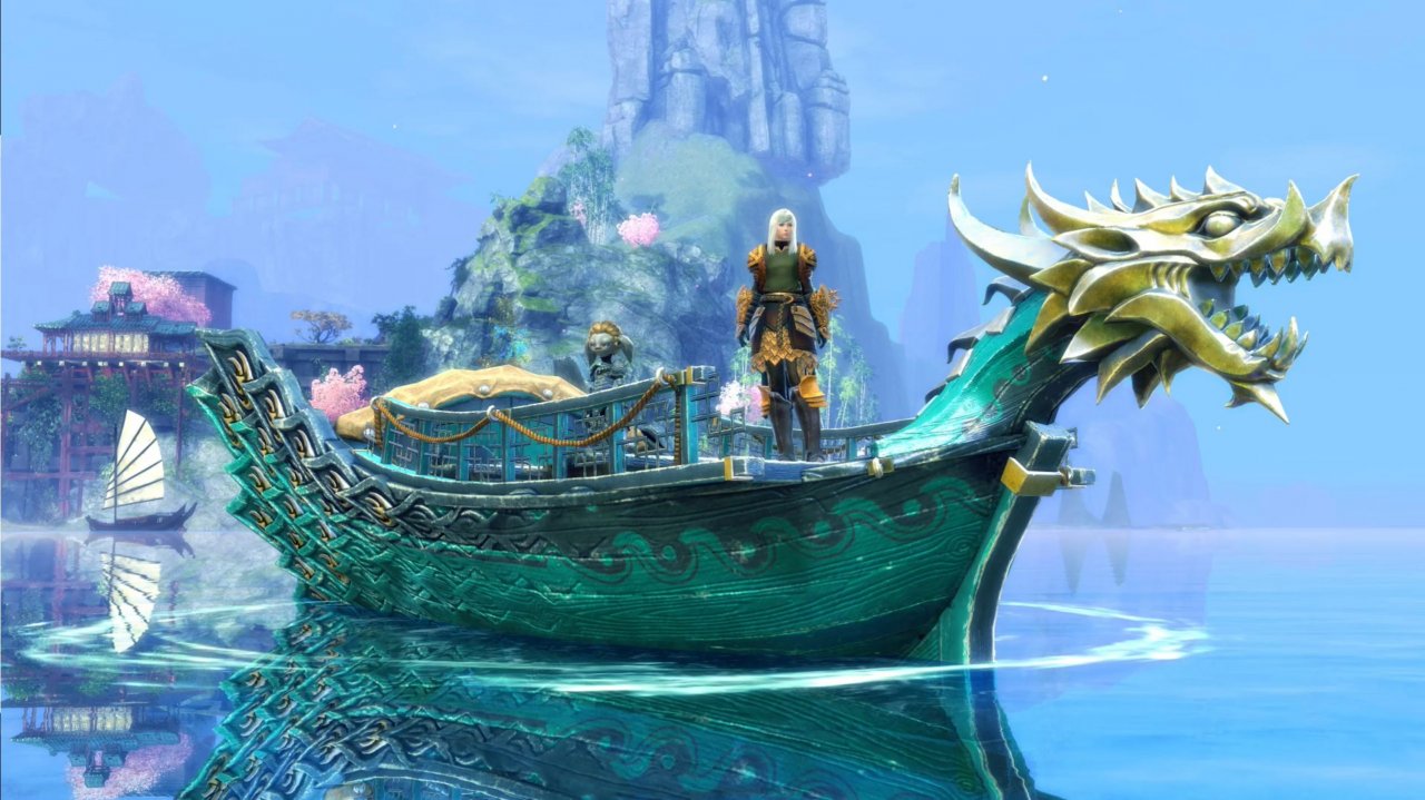 [27/07/2021] Teil der Deluxe Edition von GW2: End of Dragons ist dieser besondere Skin für euren Skiff.