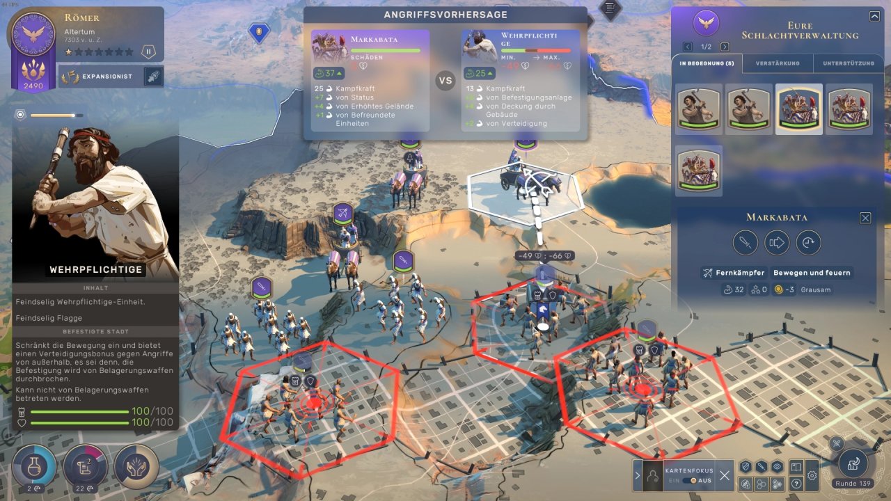 [16/08/2021] Die taktischen Kämpfe könnt ihr manuell ausfechten oder ihr lasst den Ausgang einfach vom Spiel berechnen.