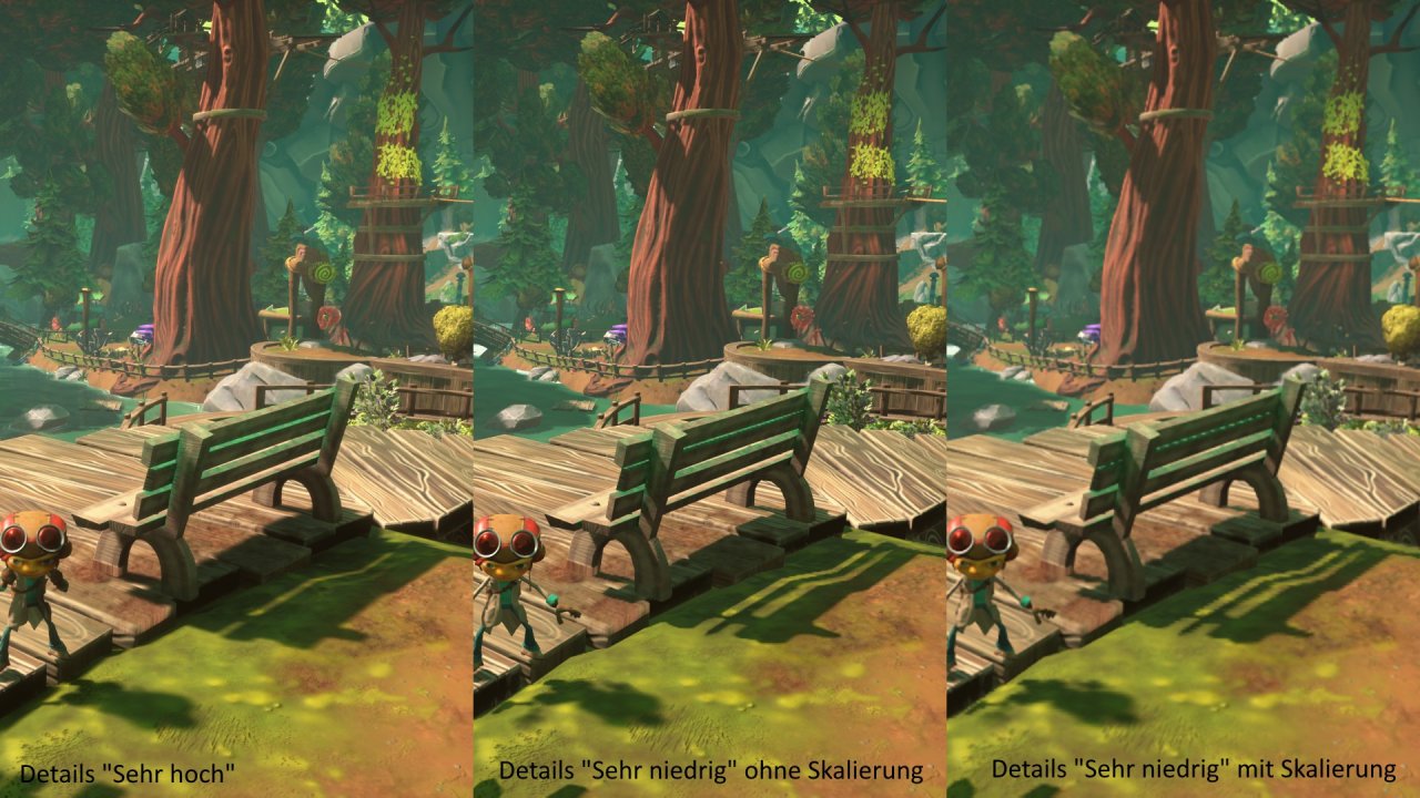 [31/08/2021] Psychonauts 2 Vergleich Sehr hoch Sehr niedrig mit und ohne Skalierung-