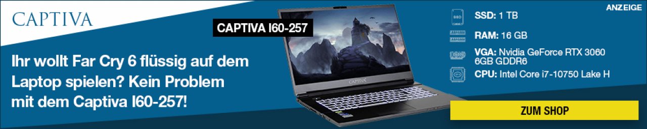 [12/10/2021] Ihr wollt Far Cry 6 flüssig auf dem Laptop spielen? Kein Problem mit dem Captiva I60-257!